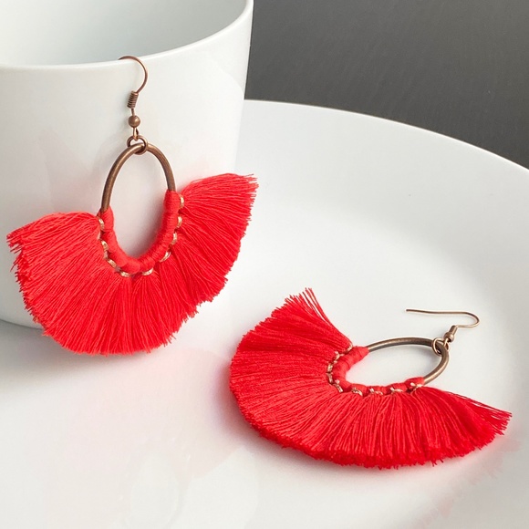 NEW "Amoret" Tassel Earrings (Red) - Picture 2 of 6